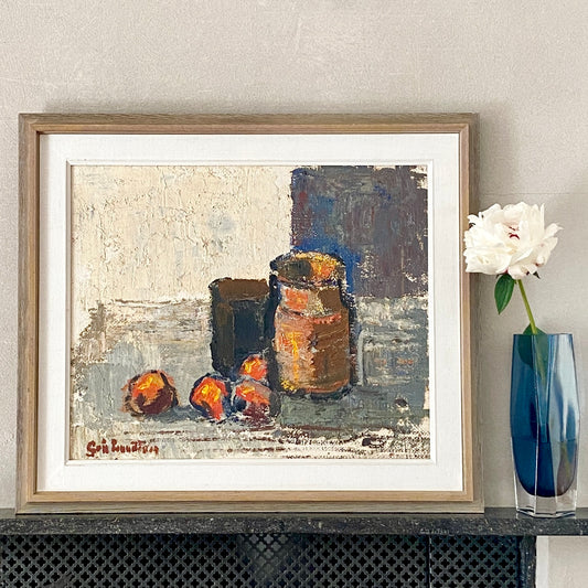 Vintage Mid Century Oil Painting by E Lundberg from Sweden