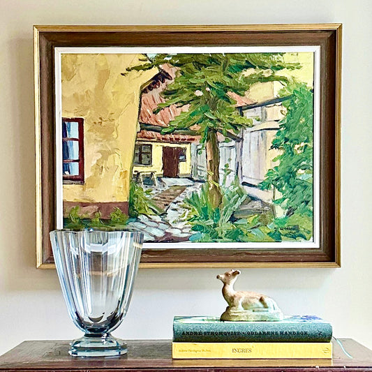 Mid Century Original Farmhouse Oil Painting From Sweden