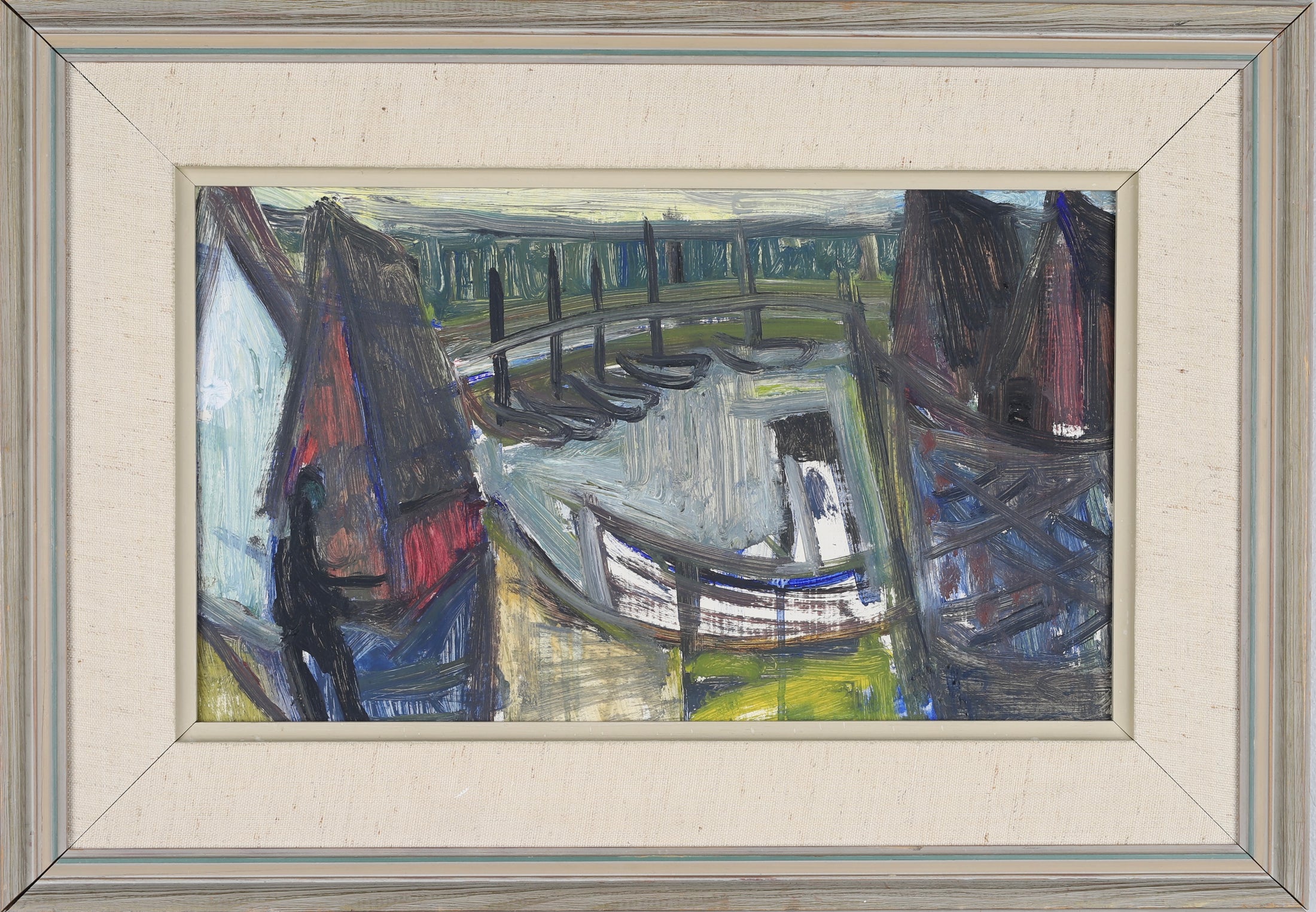 Vintage Mid Century Oil Painting From Sweden by S Kjellin