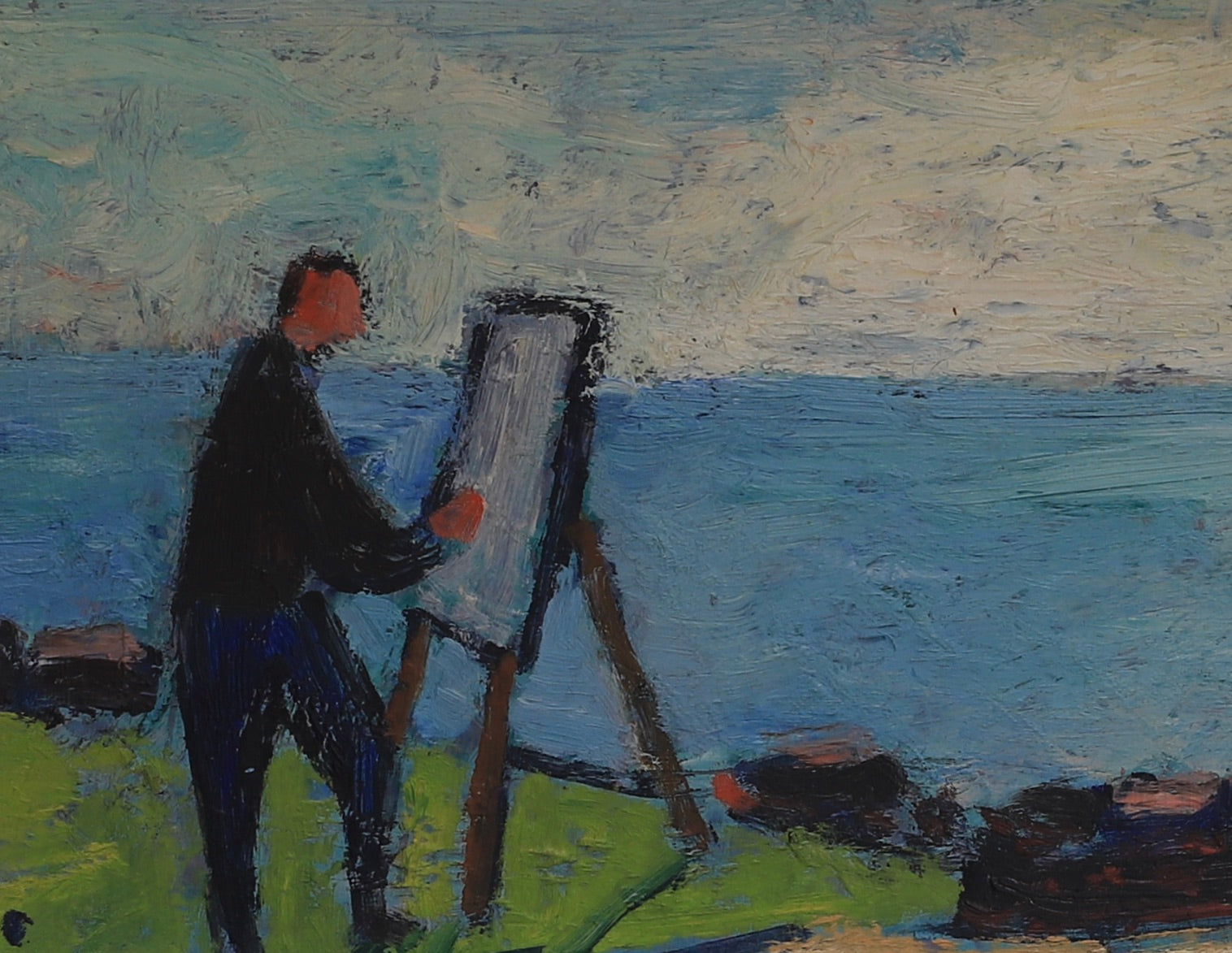 Vintage Mid Century Oil Painting From Sweden by Stig Kjellin