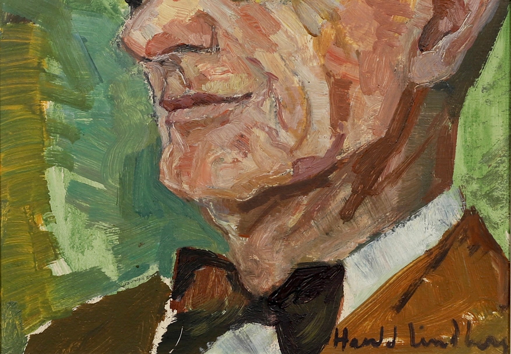 Original Vintage Portrait Oil Painting From Sweden by H Lindberg