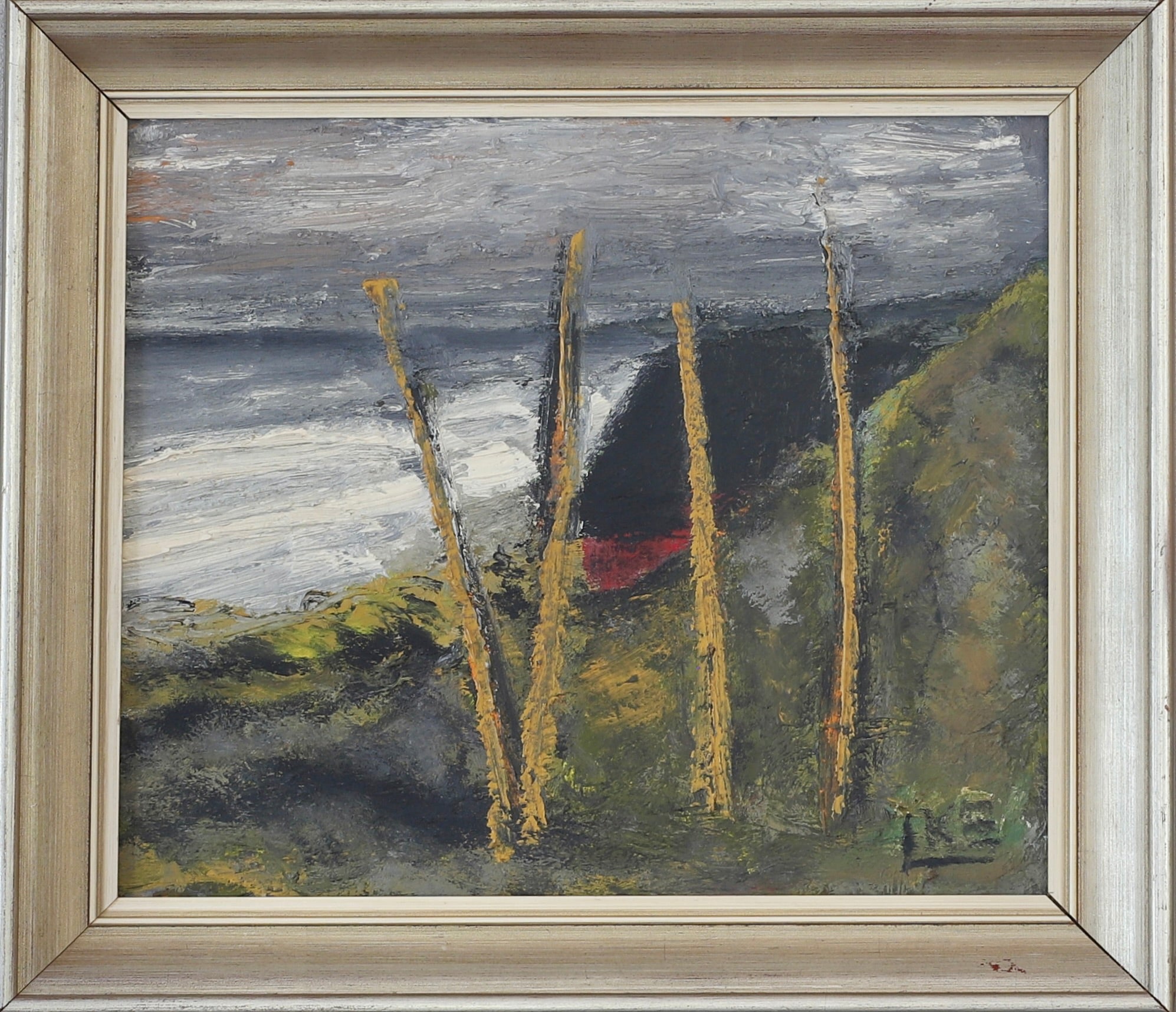 Mid Century Original Coastal Oil Painting From Sweden