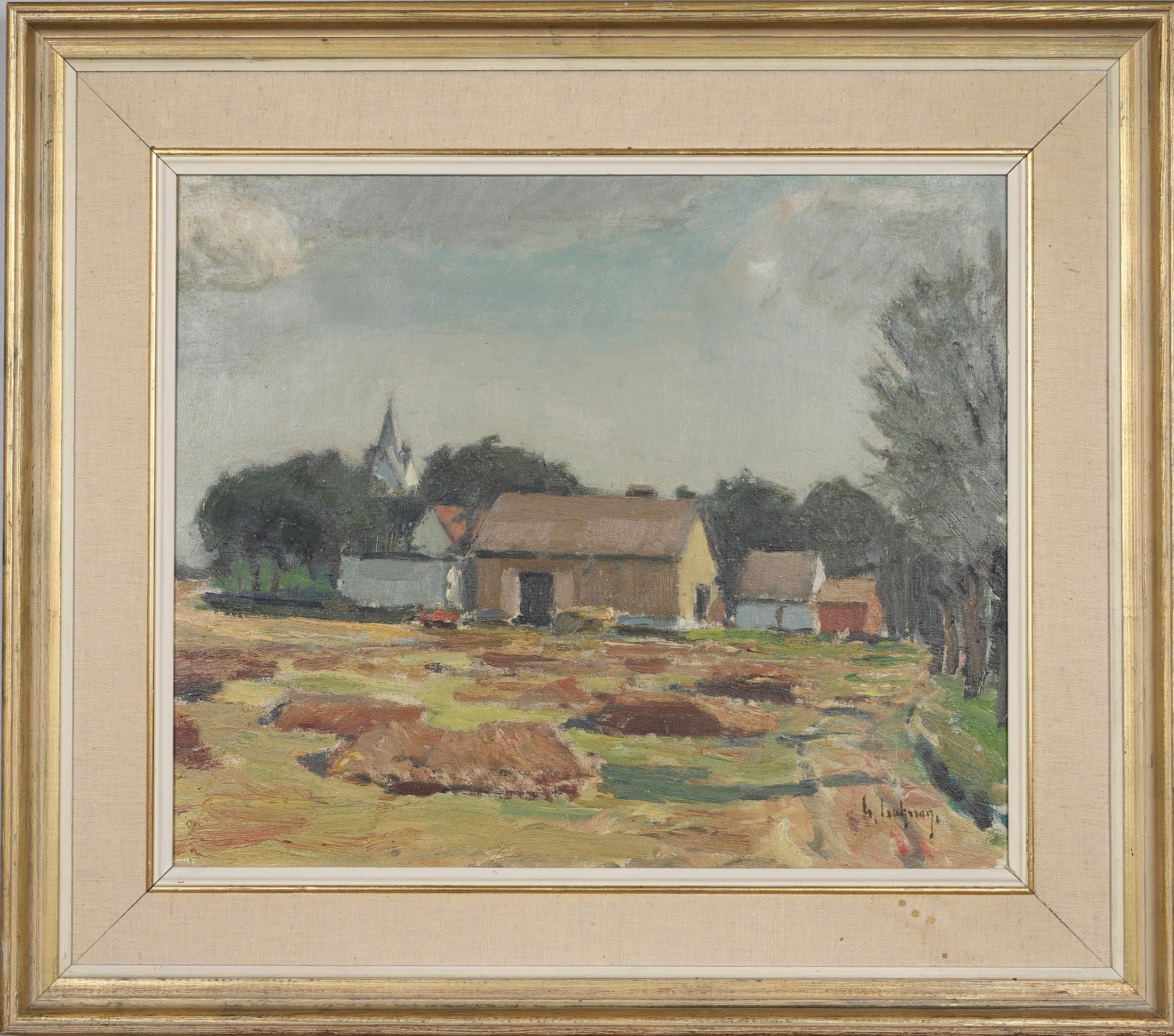 Mid Century Oil Painting From Sweden by G Isaksson