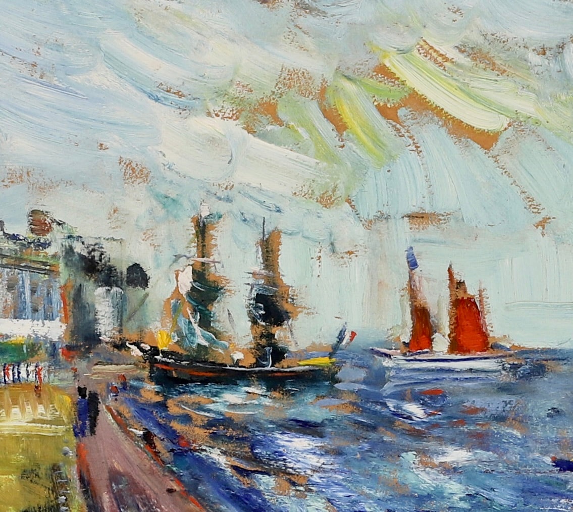 Colorful Vintage Original Cityscape Oil Painting From Sweden