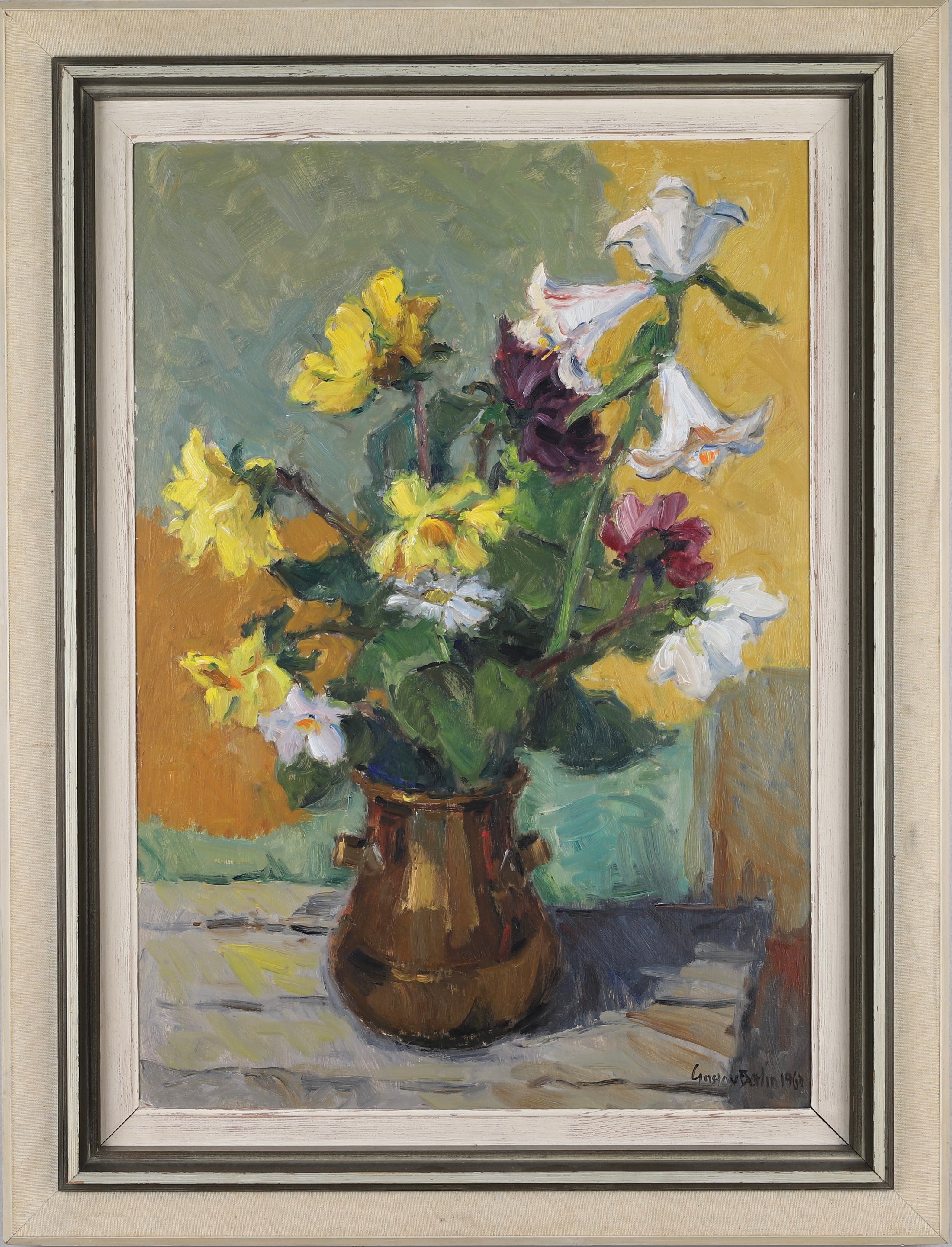 Original Oil Painting Vintage Still Life By G Berlin Sweden