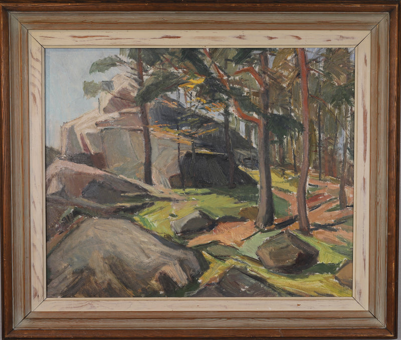 Mid Century Original Landscape Oil Painting From Sweden By