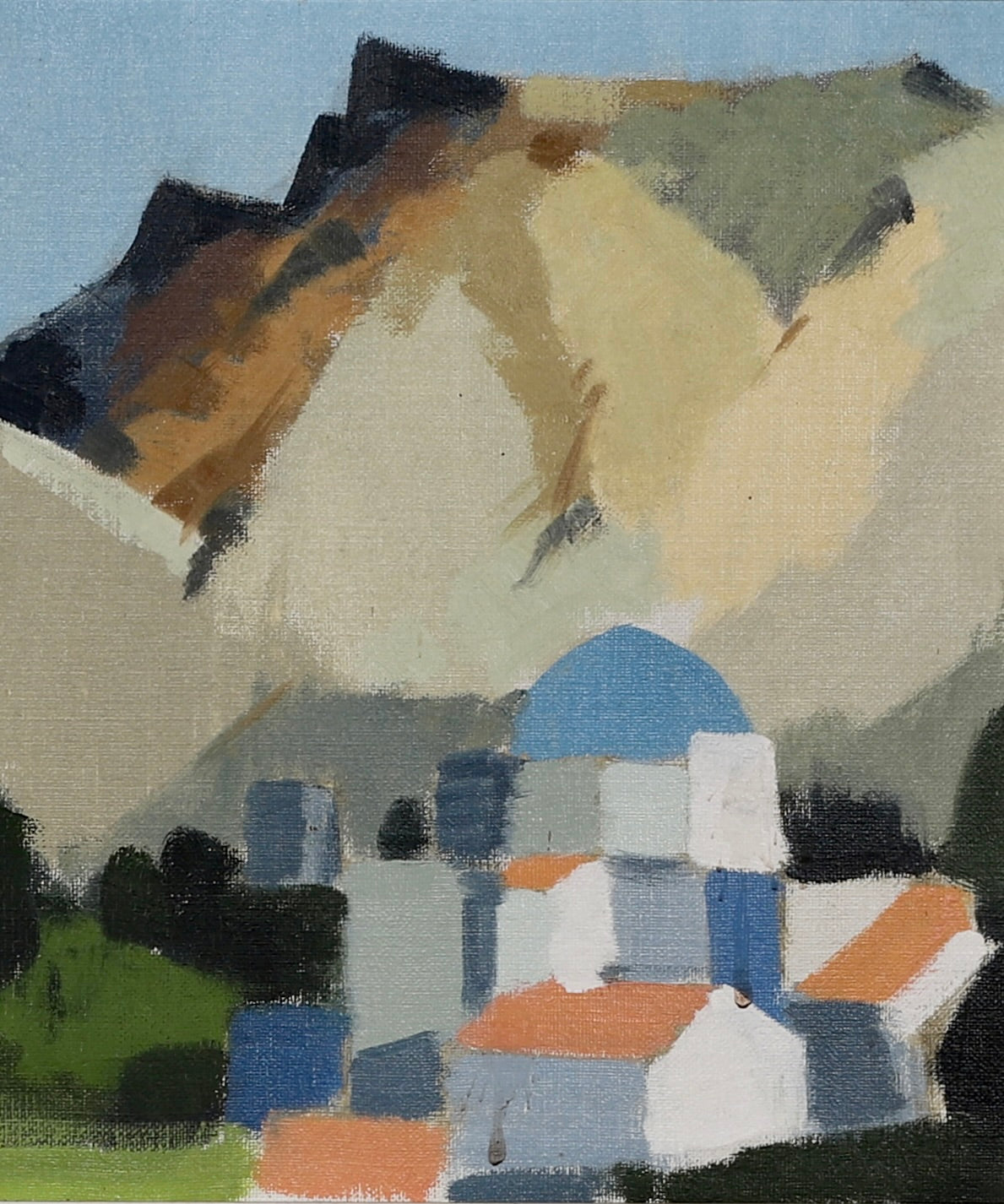 Vintage Art Room Mid Century Original Oil Painting from Sweden