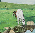 Load image into Gallery viewer, Mid Century Horse Oil Painting  From Sweden
