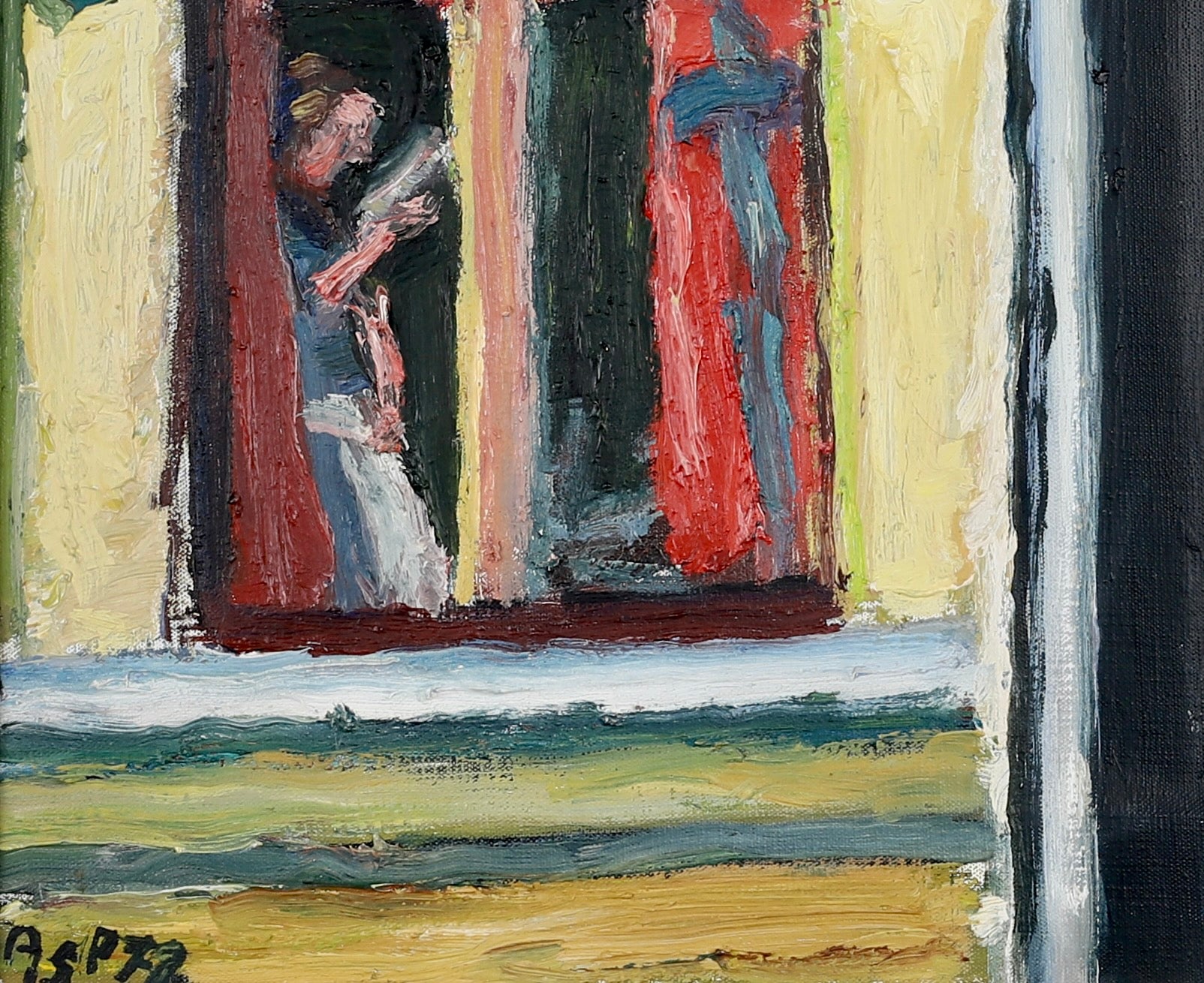 Mid Century Original Portrait Oil Painting From Sweden by G Asp