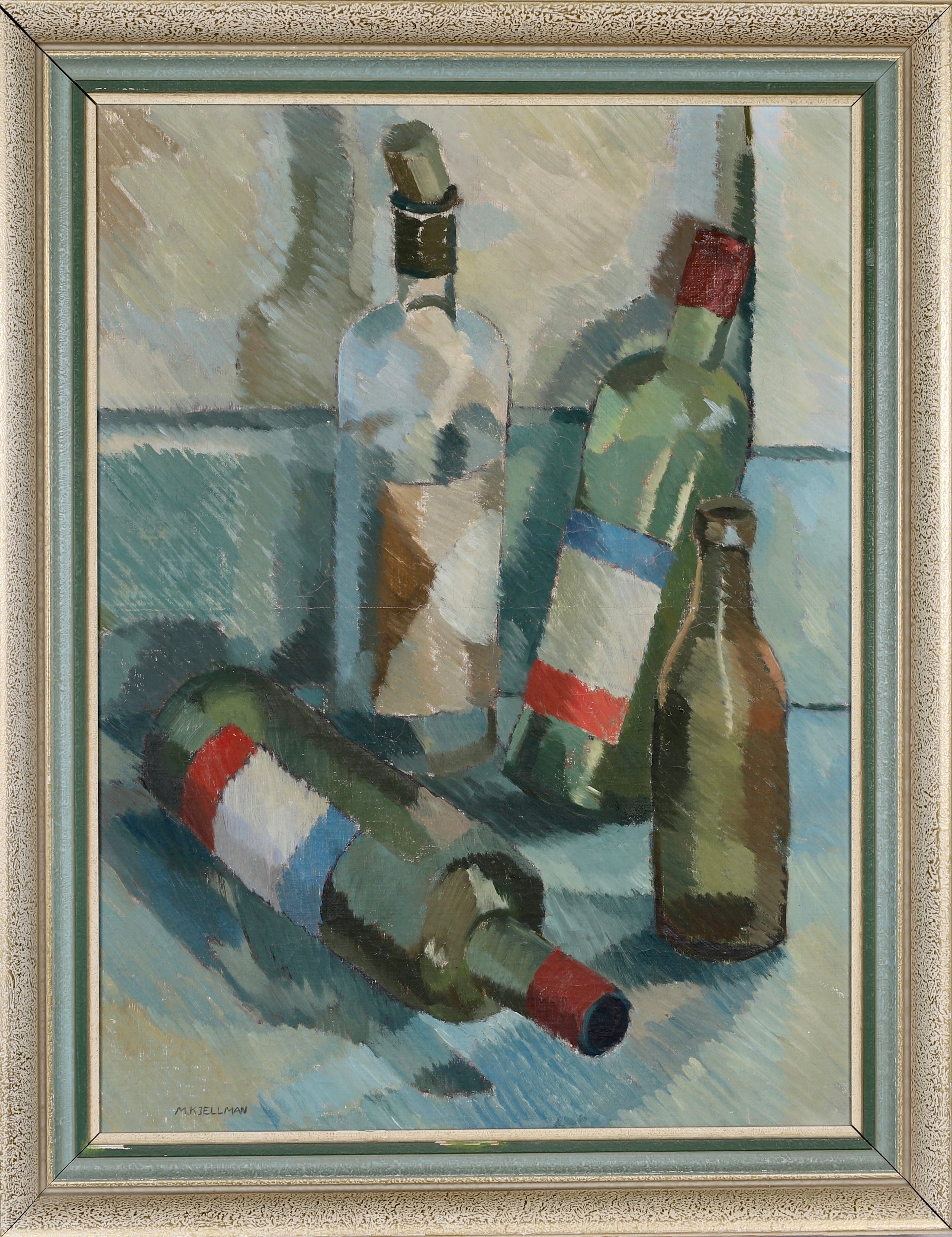 Vintage Mid Century Oil Painting By M Kjellman from Sweden