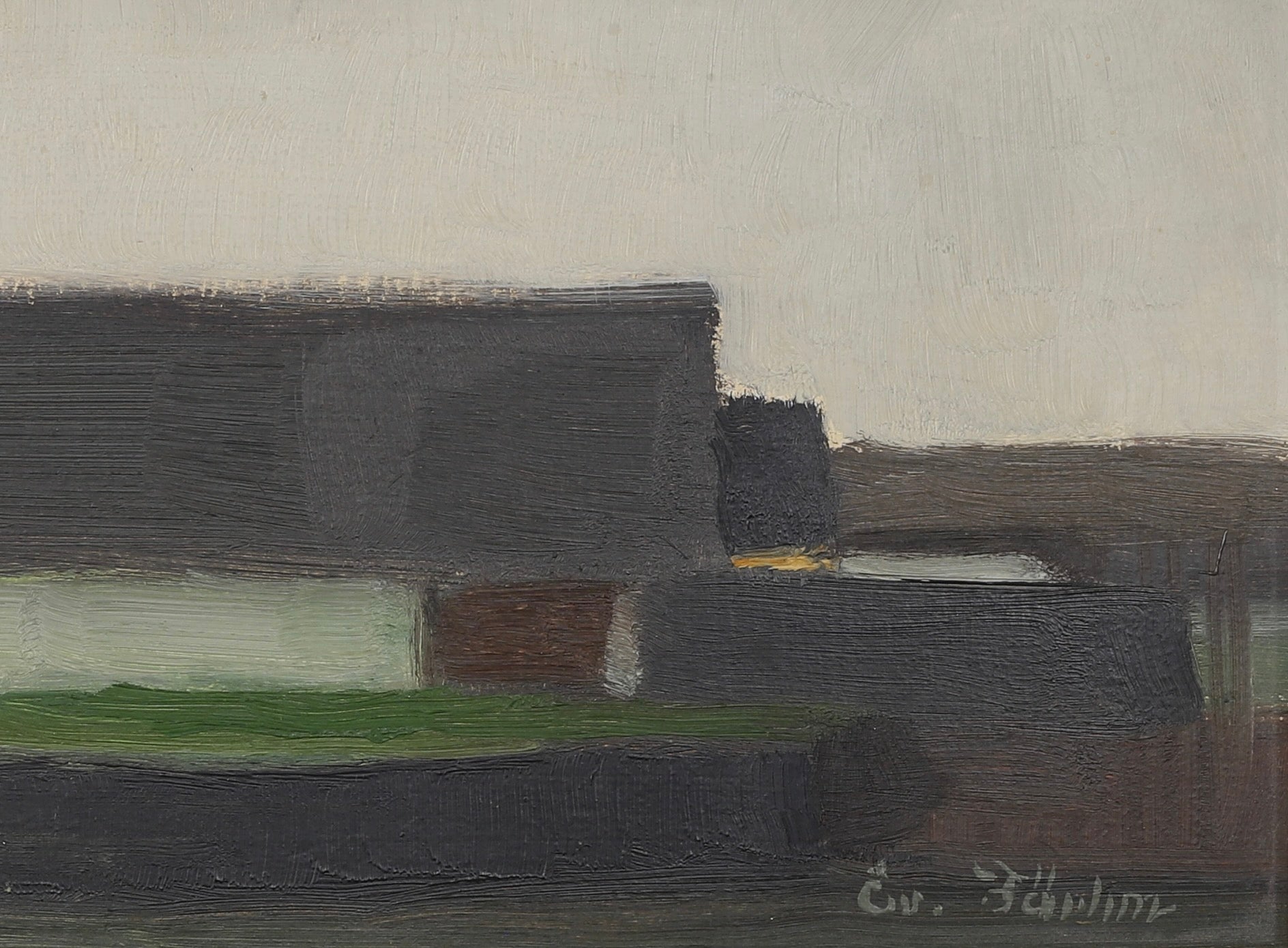 Vintage Mid Century Landscape Painting By E Fährm Sweden