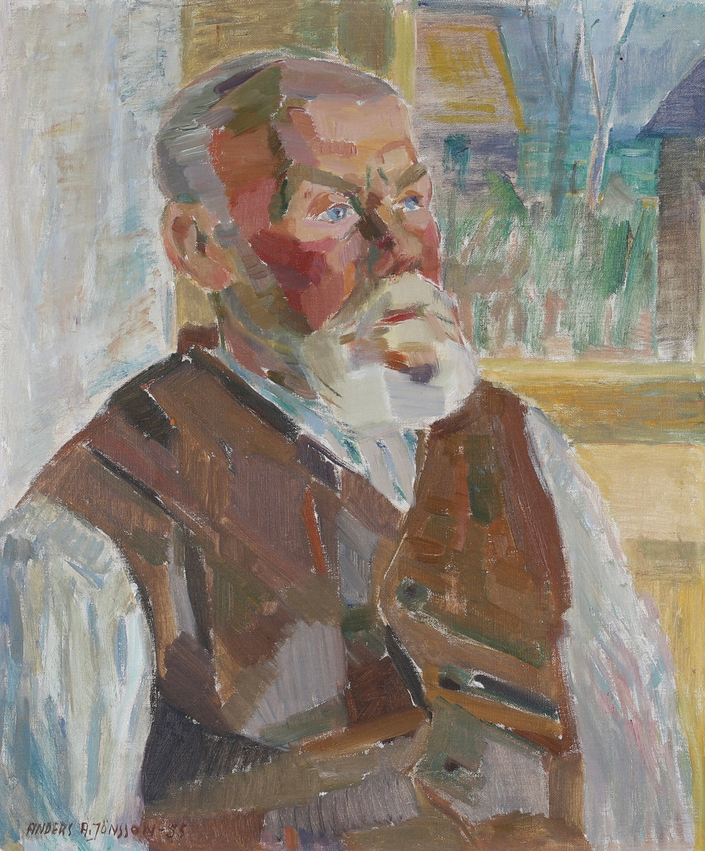 Vintage Original Portrait of a Skipper by AA Jönsson From Sweden 1955