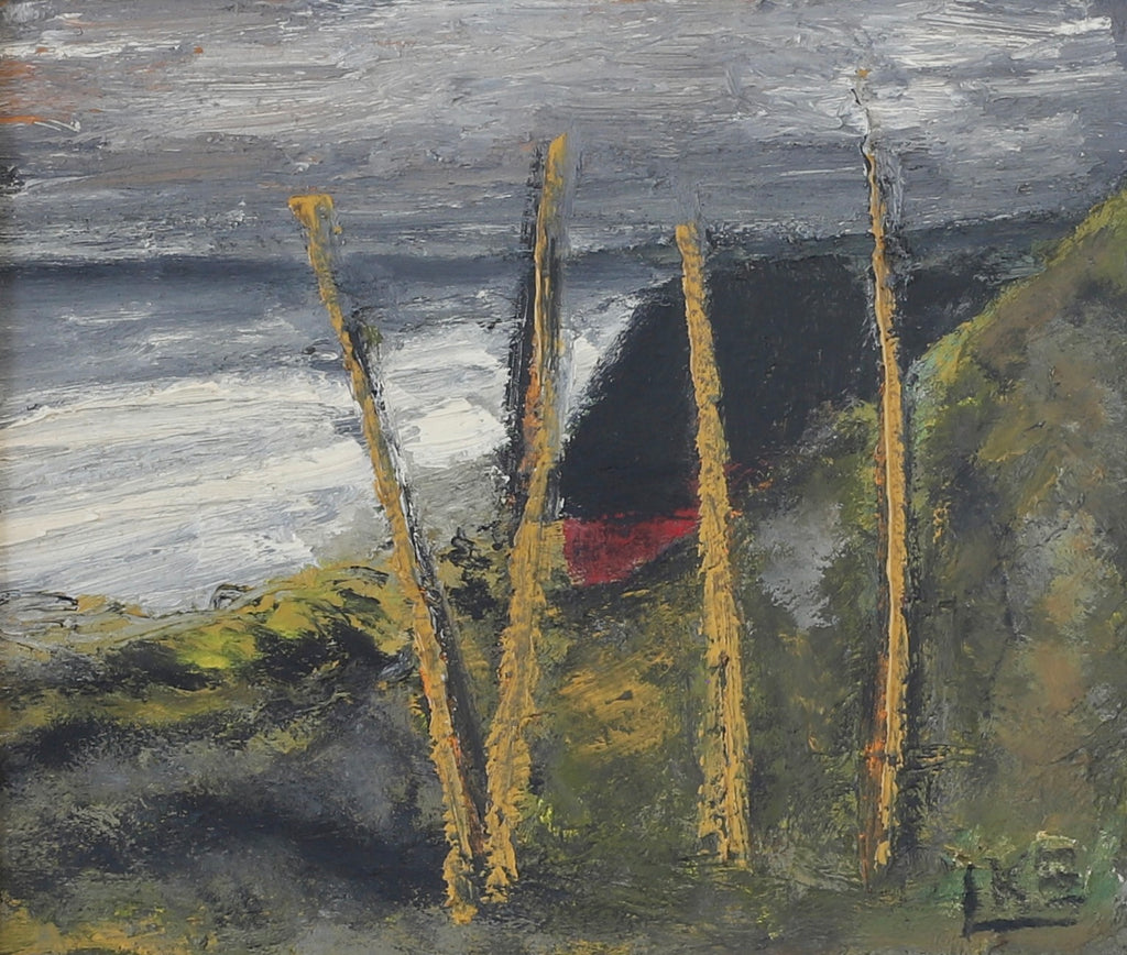 Mid Century Original Coastal Oil Painting From Sweden