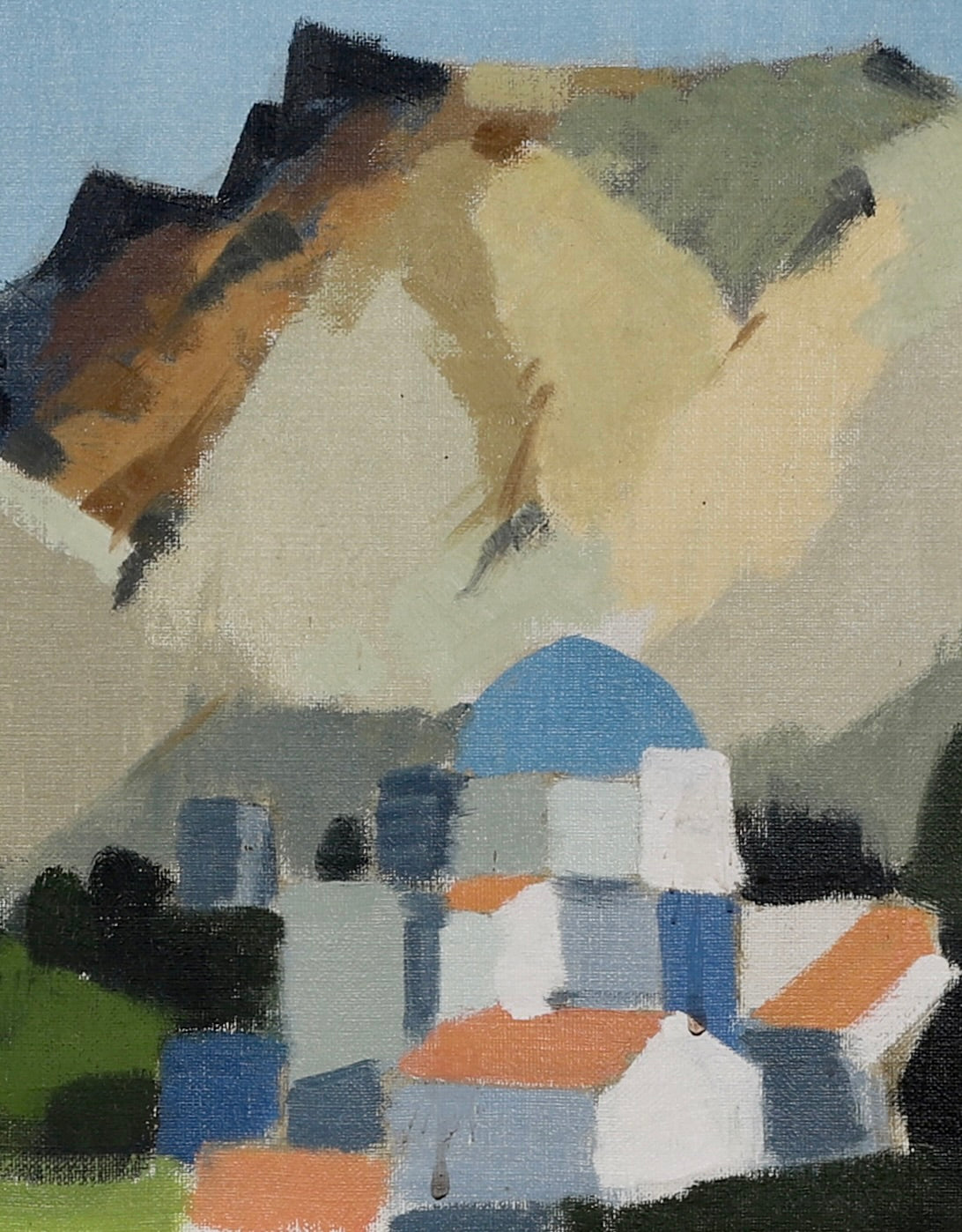 Vintage Art Room Mid Century Original Oil Painting from Sweden
