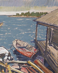 Load image into Gallery viewer, Mid Century Vintage Art Coastal Scene Oil Painting From Sweden
