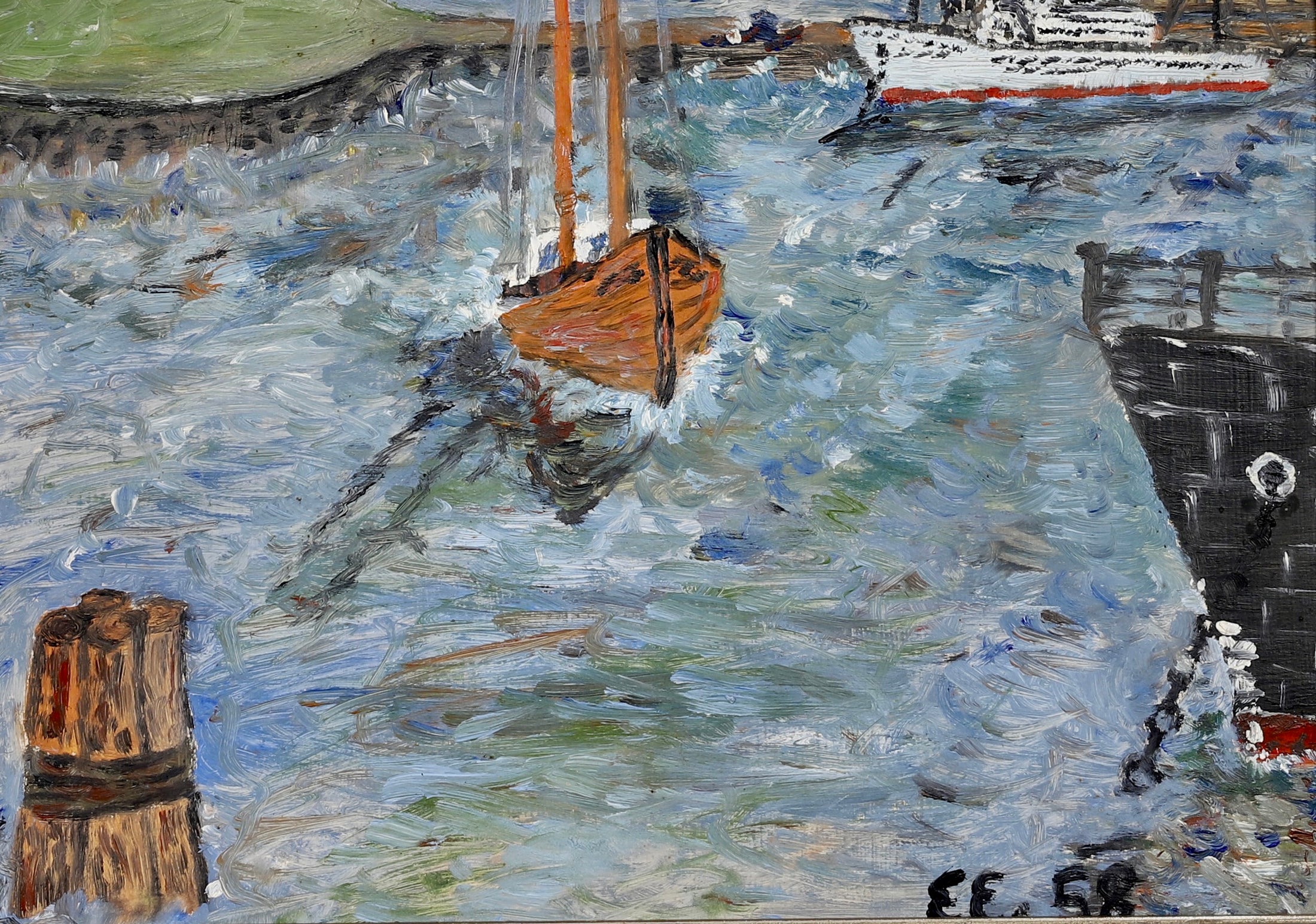 Mid Century Original Oil Painting From Sweden From 1958