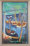 Load image into Gallery viewer, Mid Century Coastal Oil Painting from Sweden From 1963
