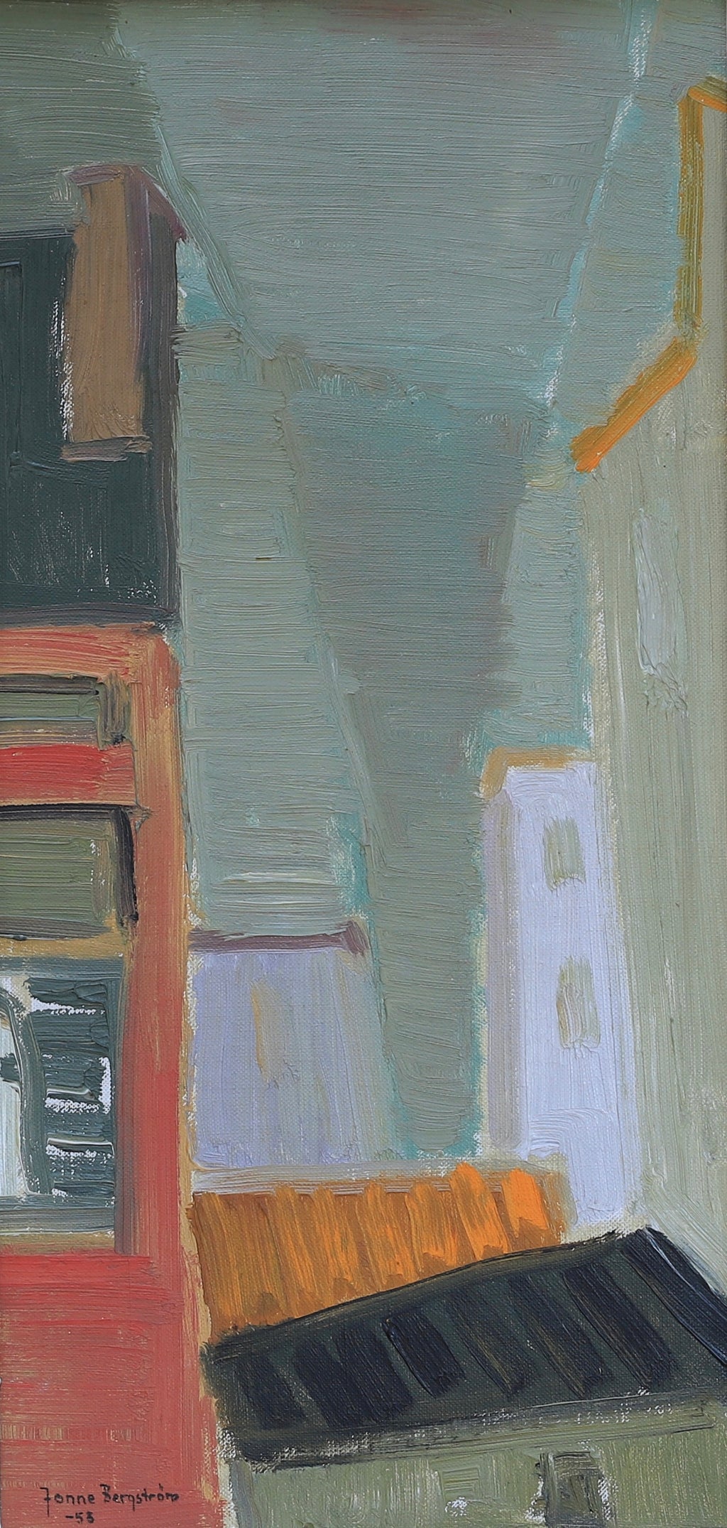 Paris Roofline Mid Century Oil Painting By Jonne Bergström 1953