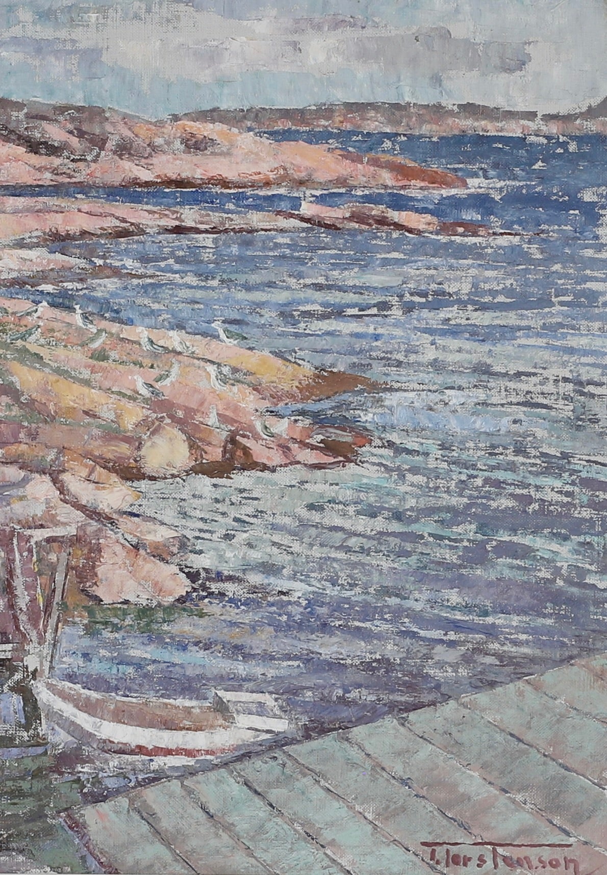 Mid Century Seascape Oil Painting By T Torstensson From Sweden