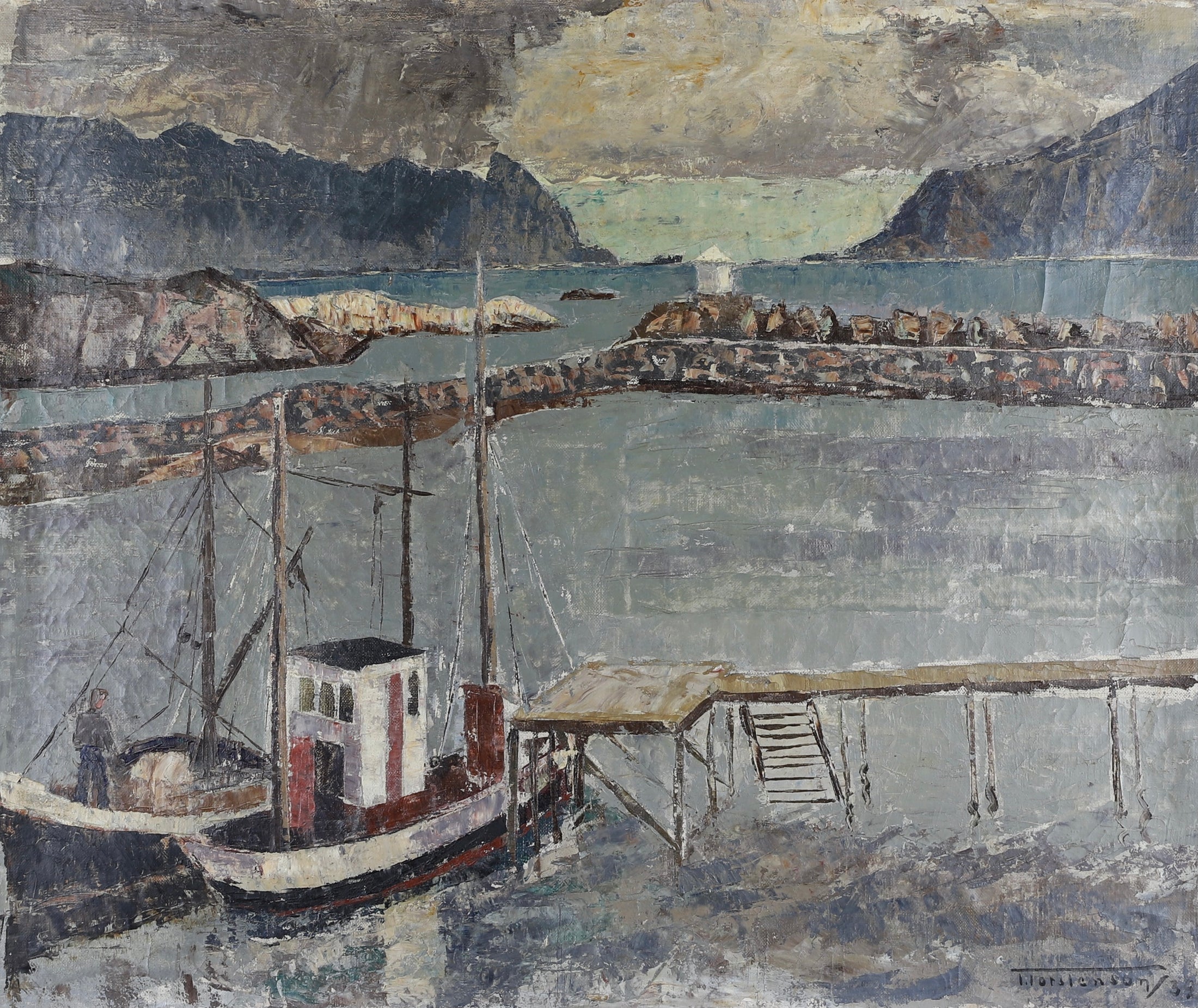 Mid Century Oil Painting By T Torstensson From Sweden