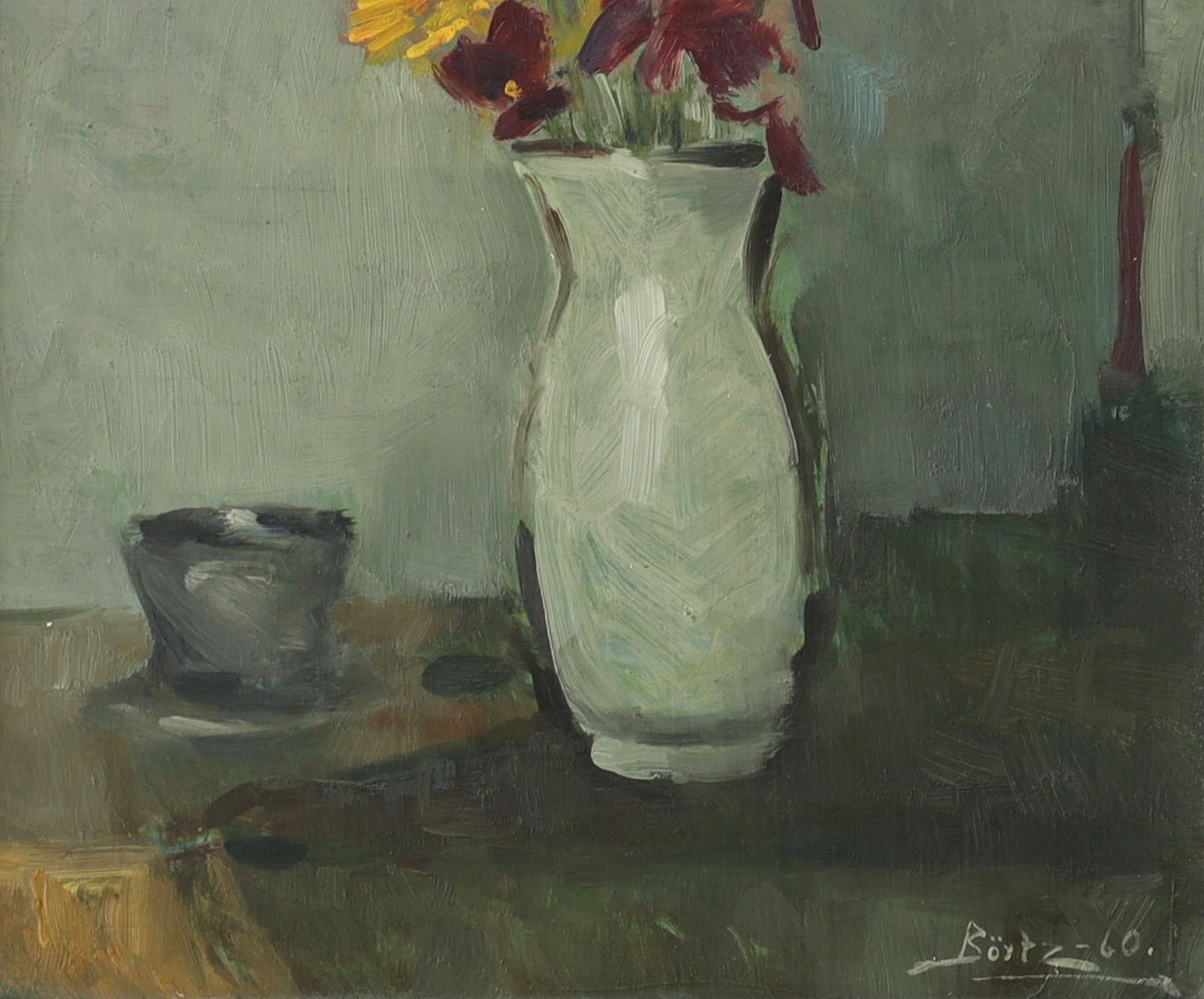 Mid century Original Oil Painting By Sigvard Börtz 1960 Sweden
