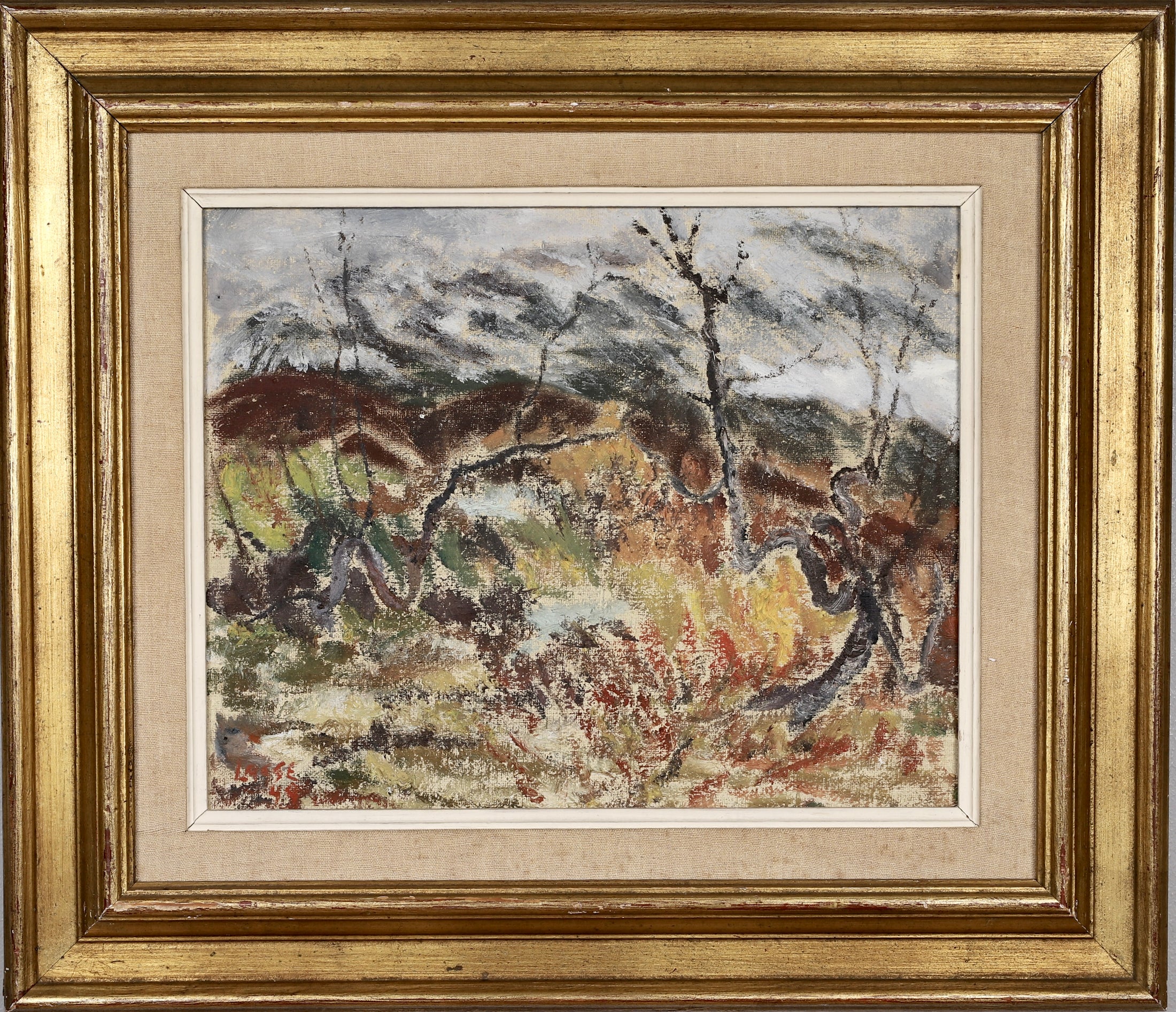 Mid Century Original Landscape Oil Painting By L Madsen Sweden 1949
