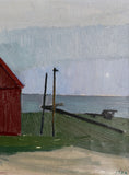 Load image into Gallery viewer, Original Vintage Art Room Mid Century Barn Oil Painting by Börje A from Sweden
