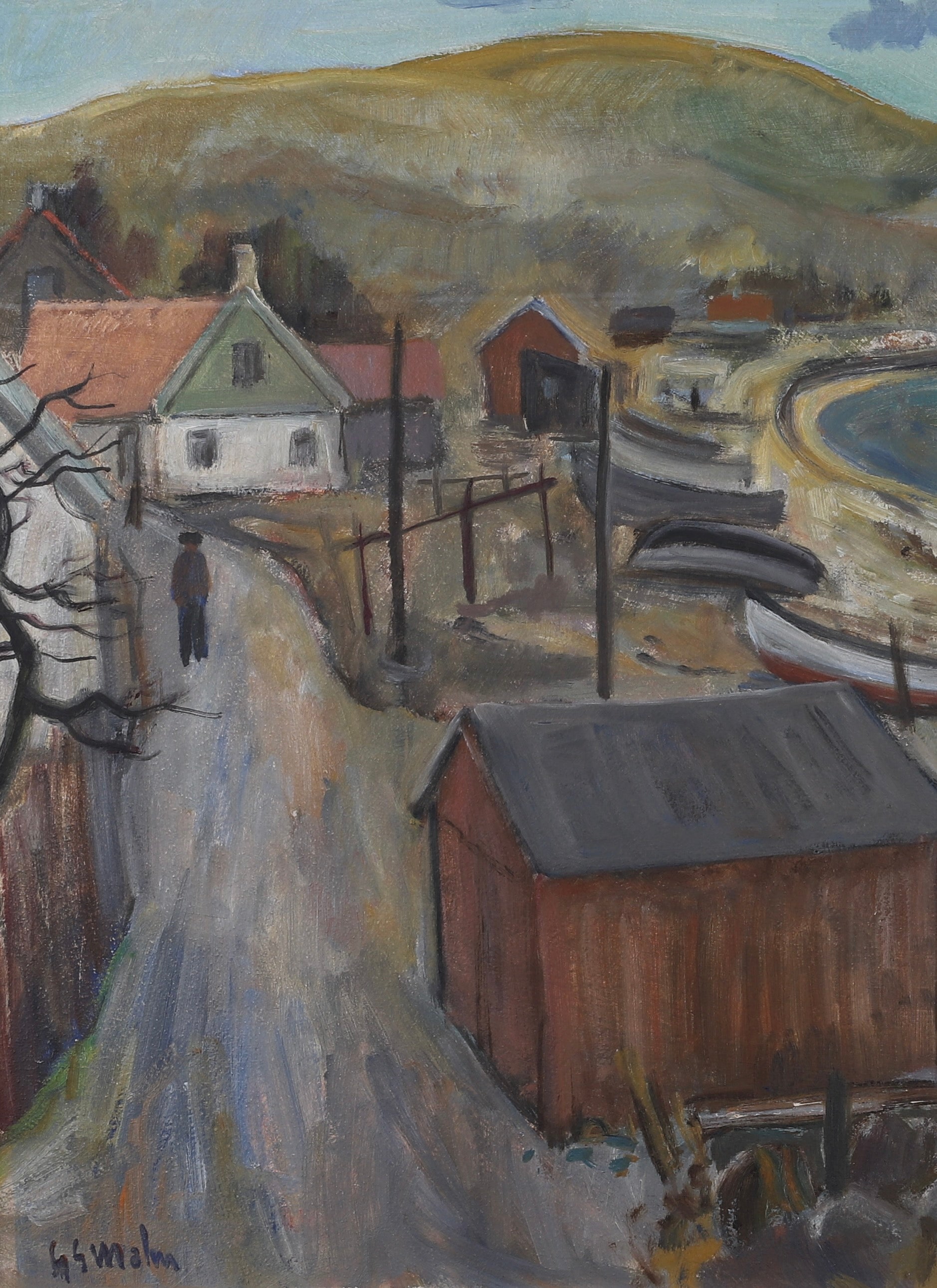 Original Oil Painting Vintage Mid Century From Sweden By GS Malm