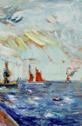 Load image into Gallery viewer, Colorful Vintage Original Cityscape Oil Painting From Sweden

