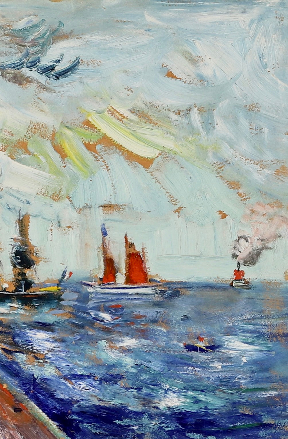 Colorful Vintage Original Cityscape Oil Painting From Sweden