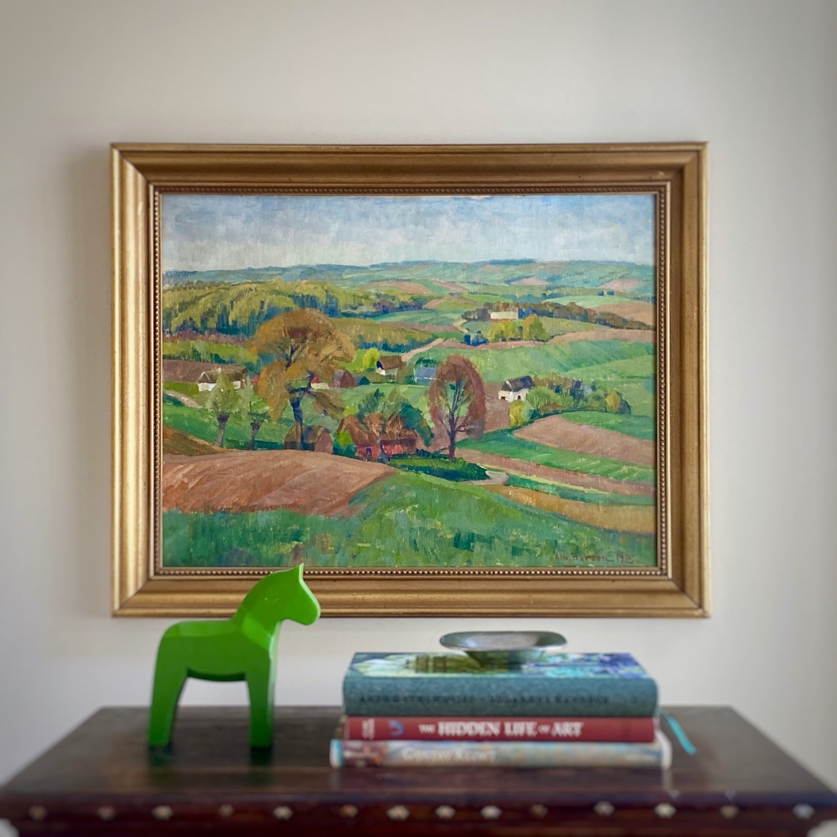 Vintage Art Room Landscape Oil Painting From Sweden by A Larsen 1935