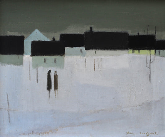 Mid Century Vintage Oil Painting By Listed Artist Fabian Lundqvist