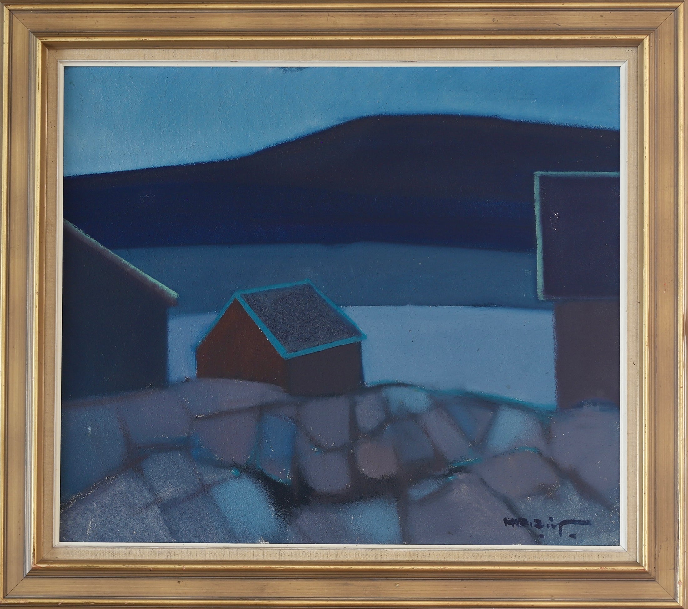 Vintage Art Sweden Mid Century Original Landscape Oil Painting