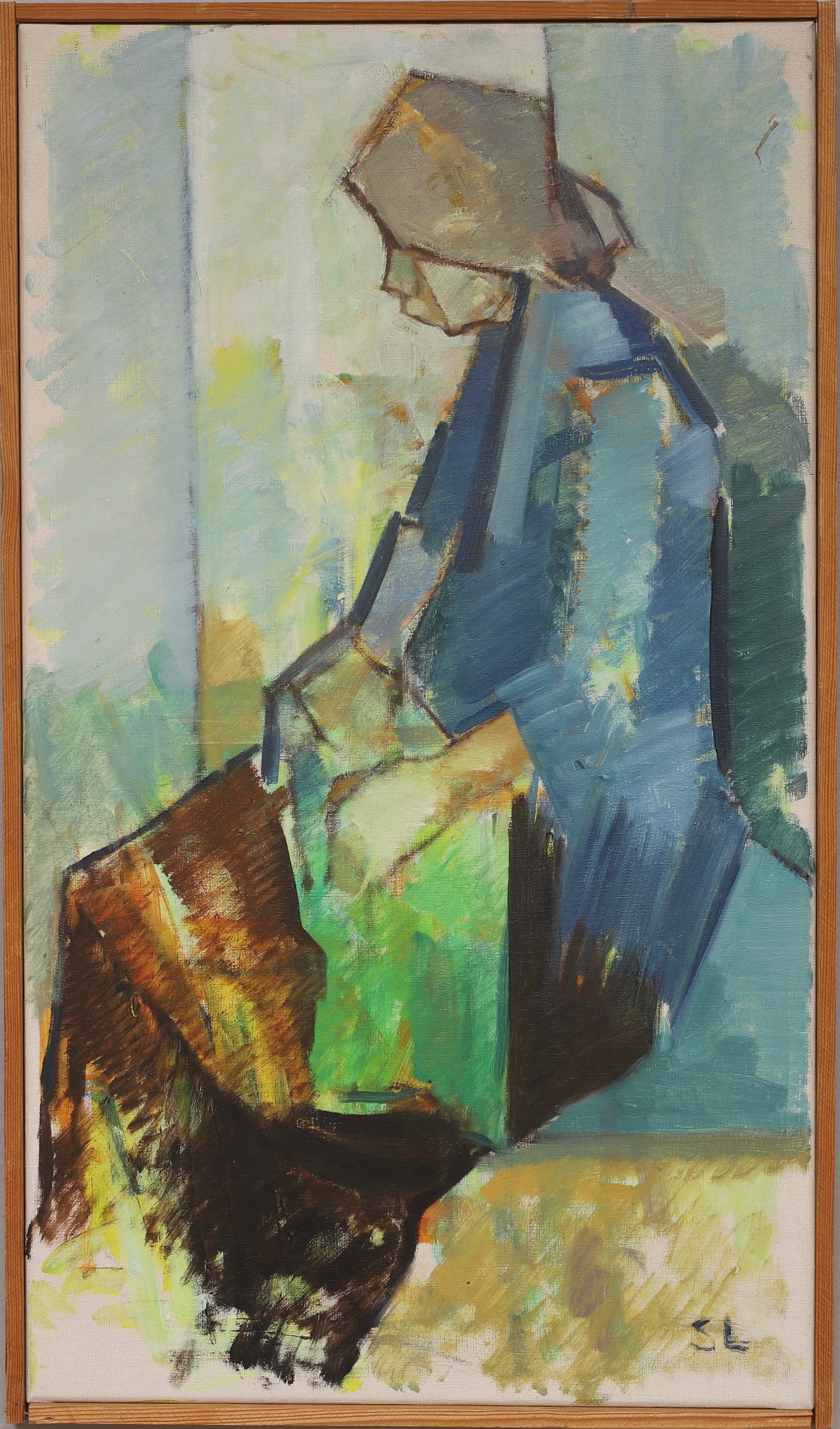 Mid Century Original Portrait Oil Painting From Sweden by S Ligell