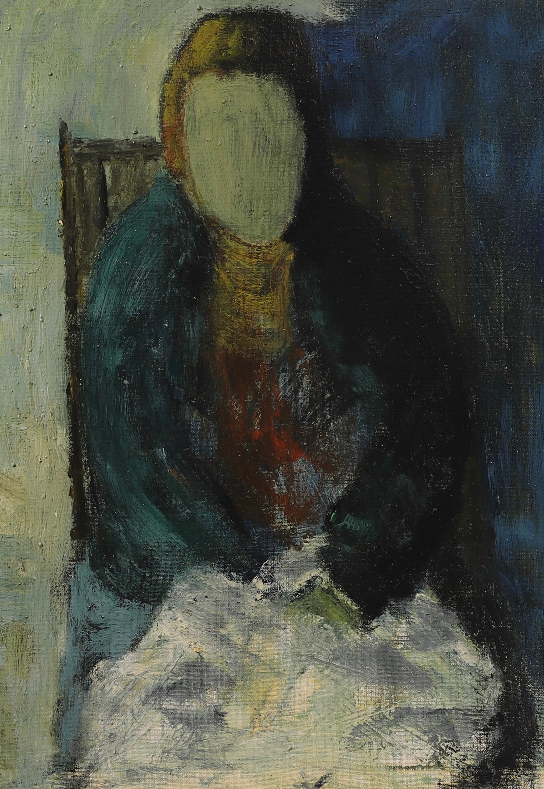 Mid Century Original Portrait Oil Painting From Sweden by K Christensen