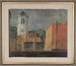 Mid Century Original Cityscape Oil Painting From Sweden