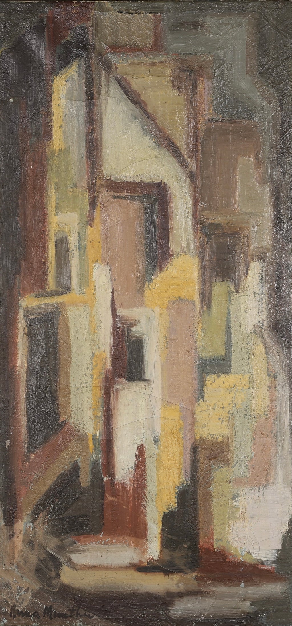 Mid Century Abstract Oil Painting From Sweden