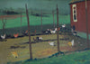 Vintage Original Chicken Coop Oil Painting by Sigfrid Bengtsson from Sweden