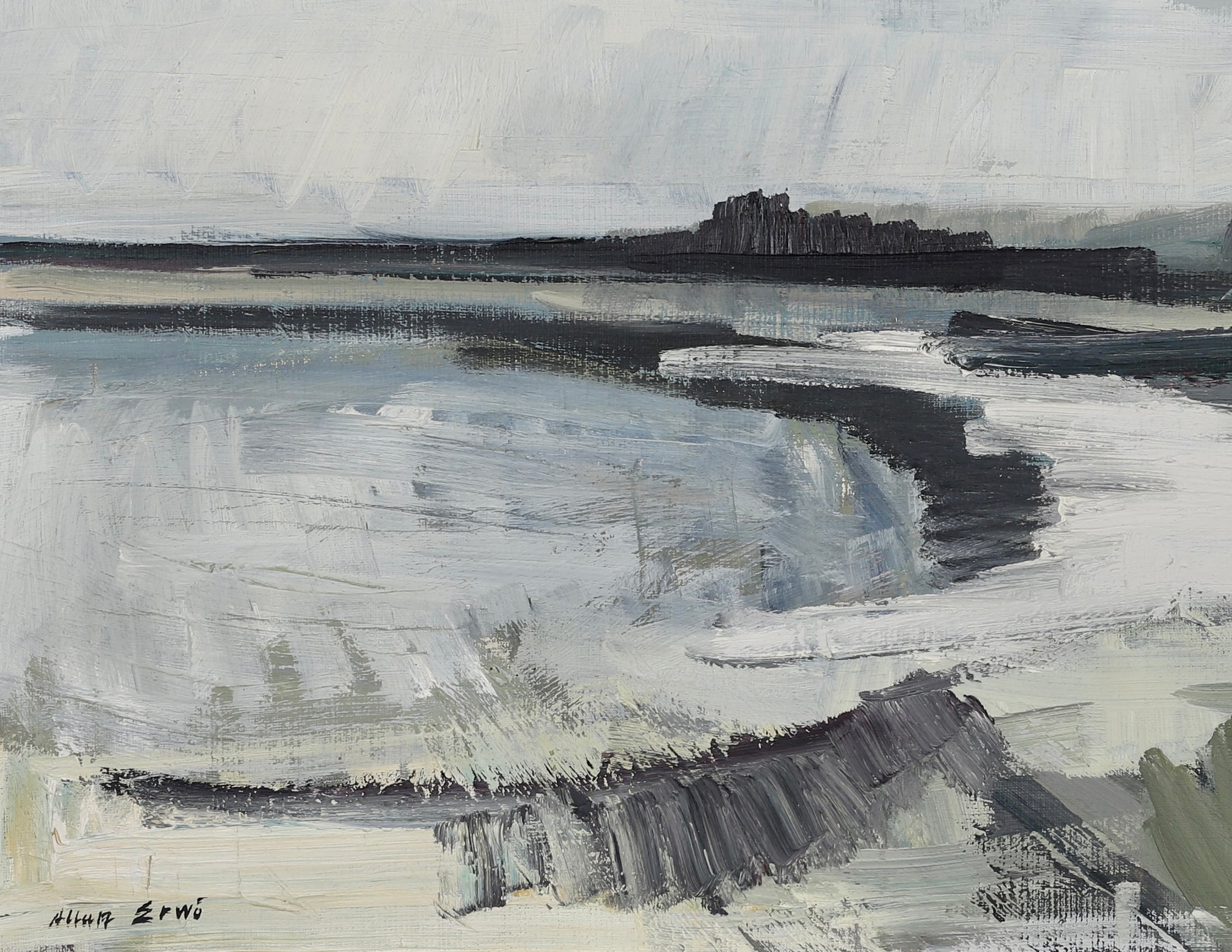 Mid Century Oil Painting By A Erwö Sweden