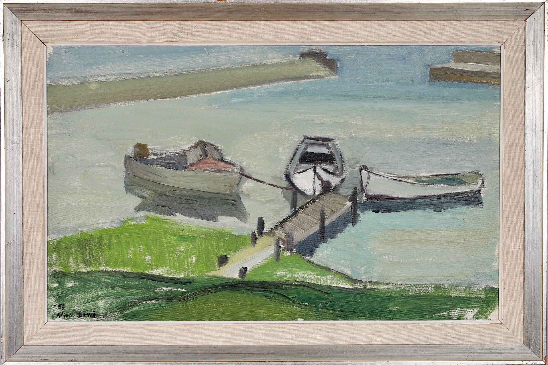 Mid Century Seascape Oil Painting By A Erwö Sweden 1957