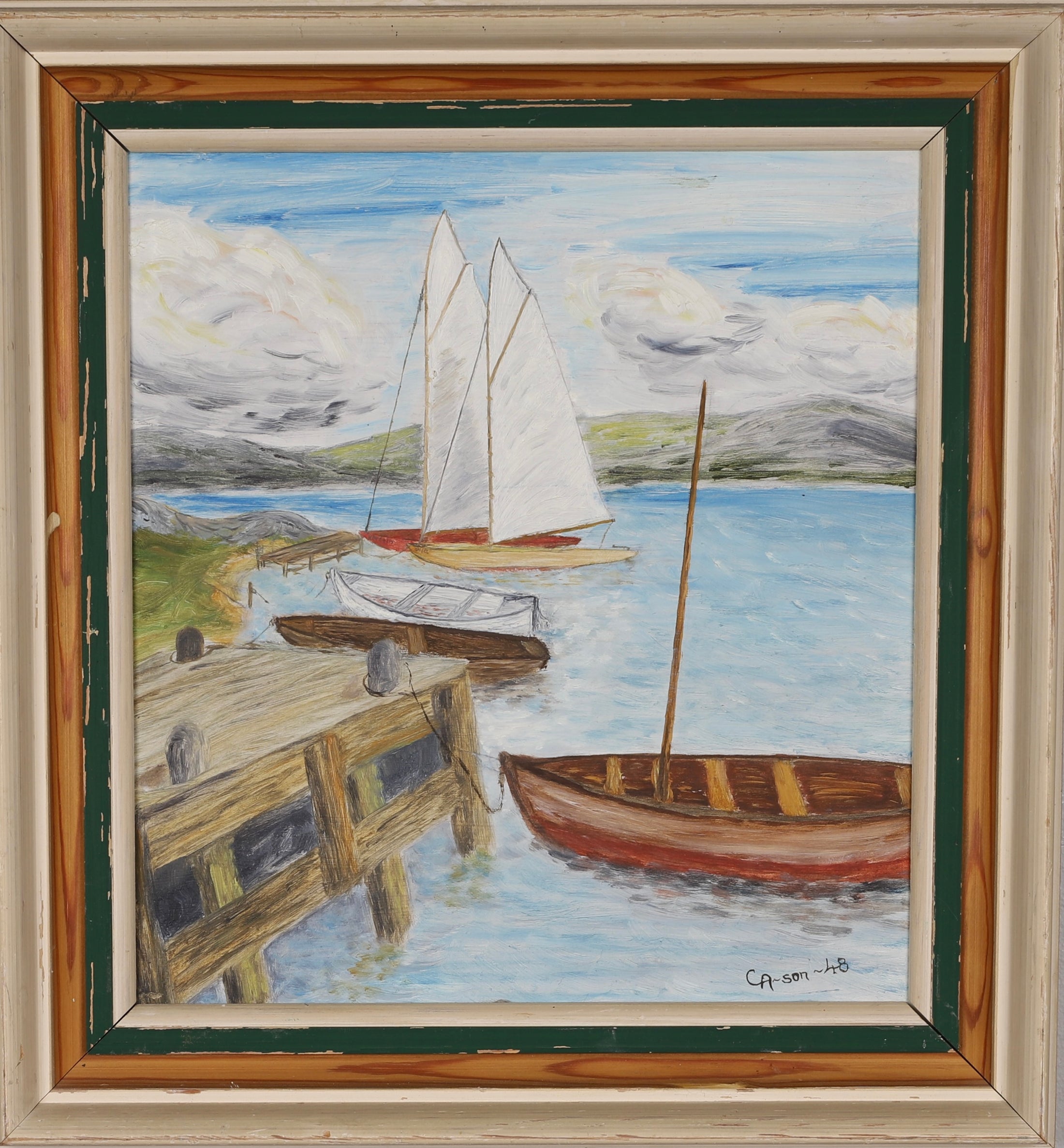 Mid Century Seascape Oil Painting From Sweden 1948
