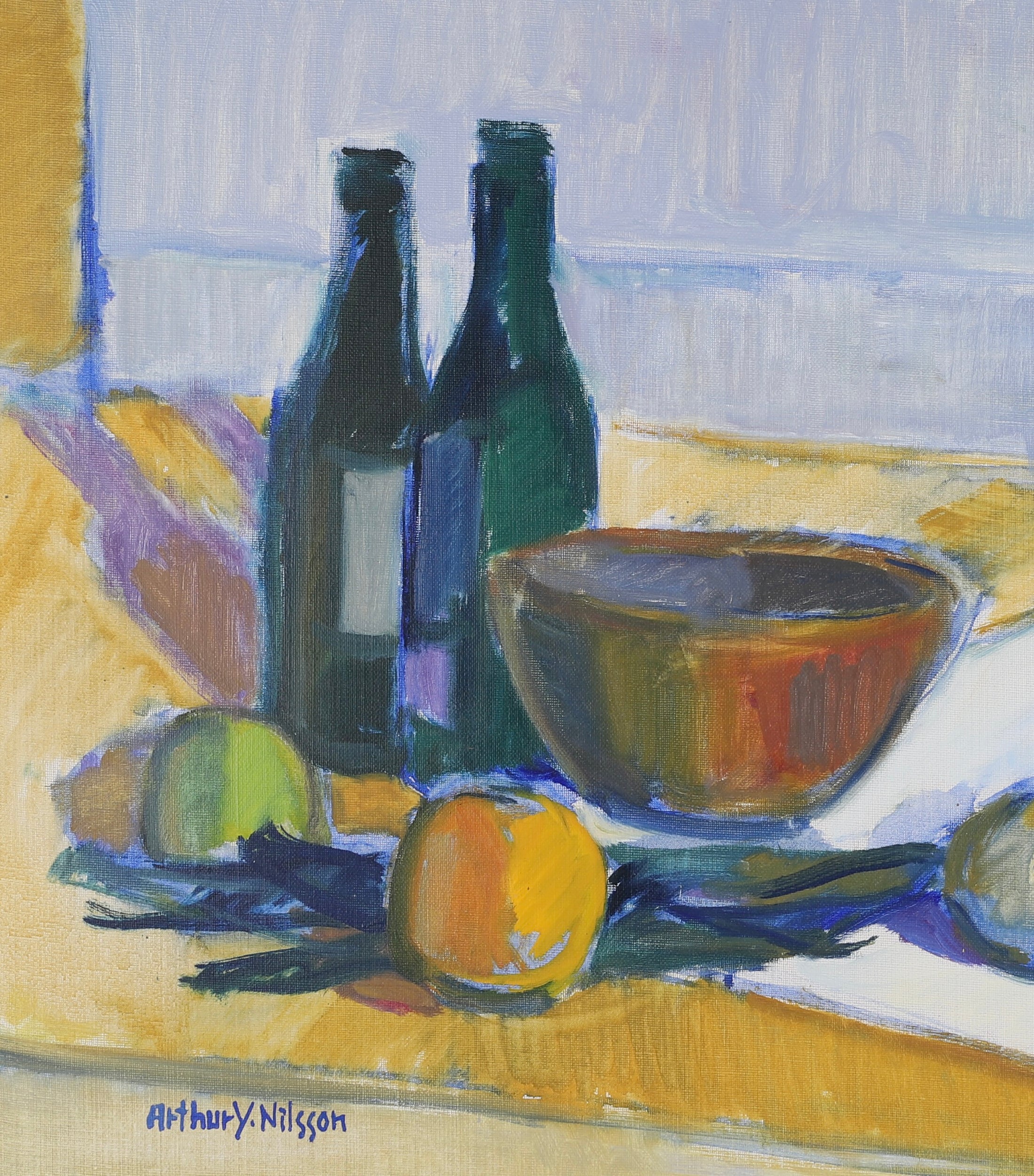 Mid Century Original Still Life Oil Painting by A Y Nilsson Sweden