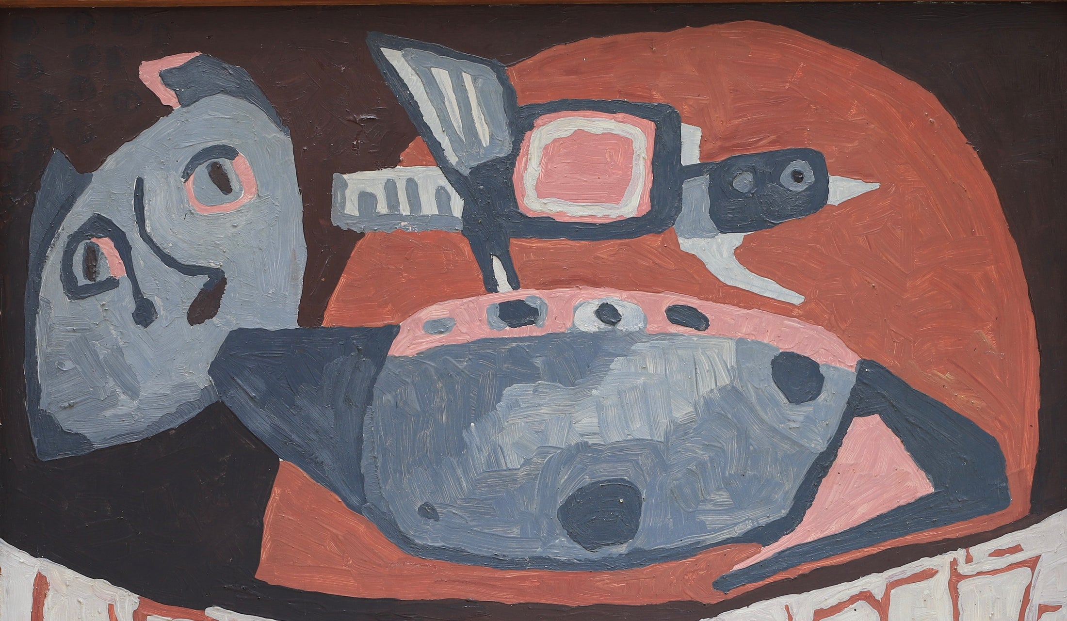 Mid Century Original Still Life Oil Painting by Kristina Runkel Sweden 1959