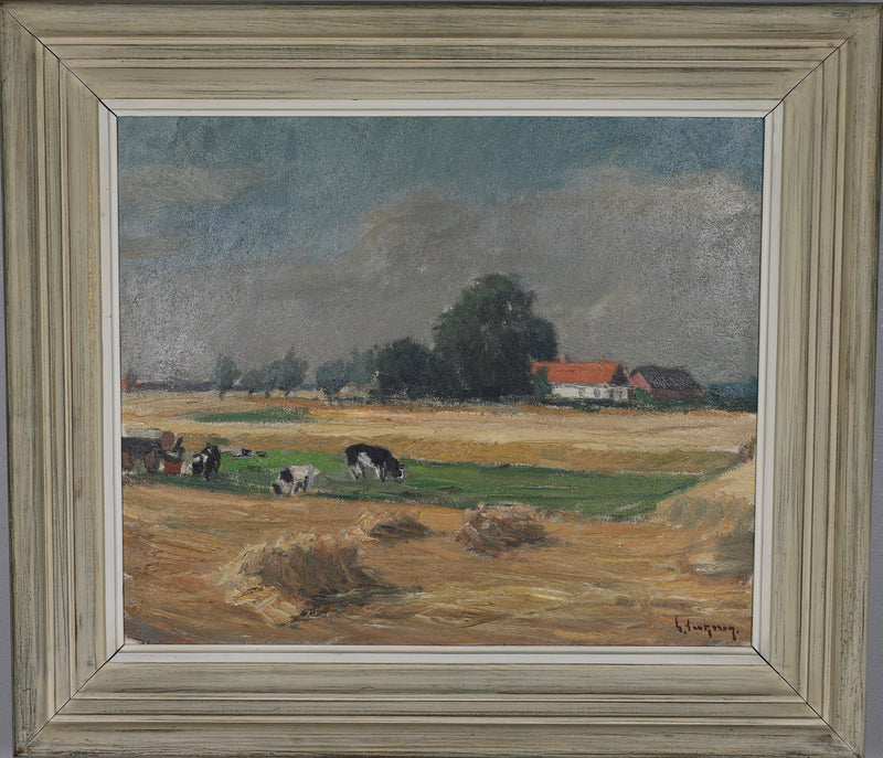 Vintage Mid Century Oil Painting From Sweden by G Isaksson