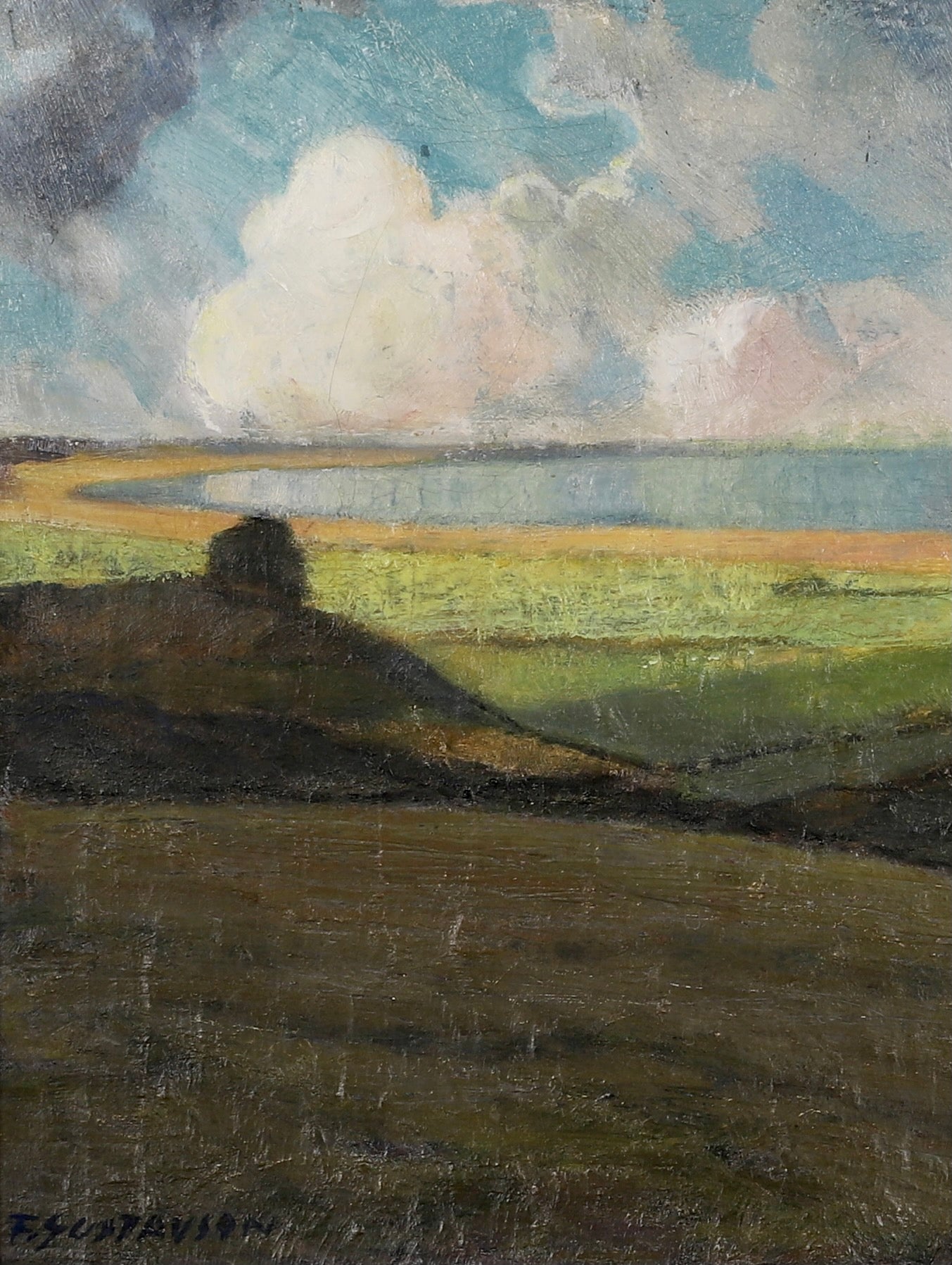 Mid Century Landscape Oil Painting From Sweden