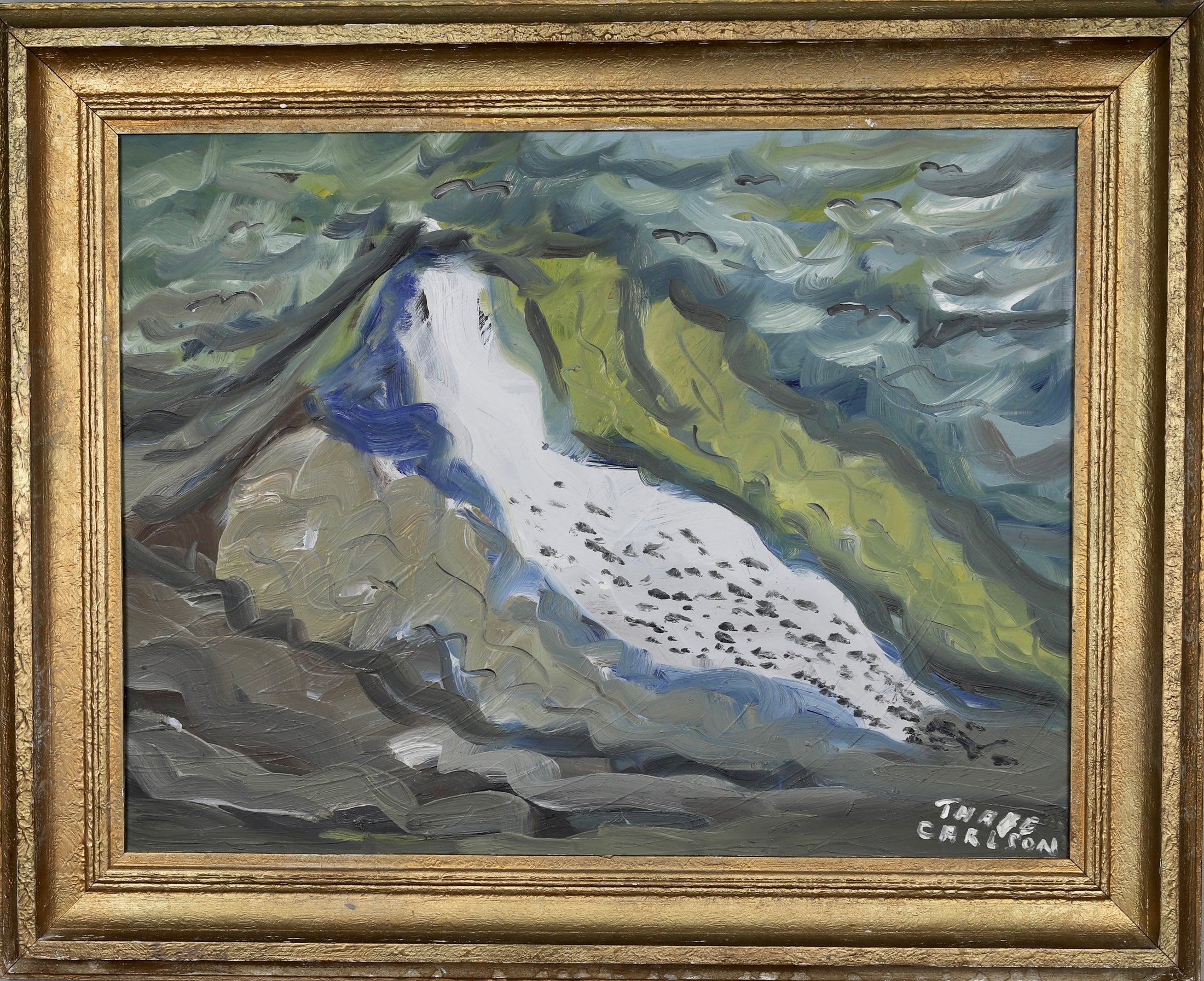 Mid Century Original Oil Painting from Sweden By T Carlson