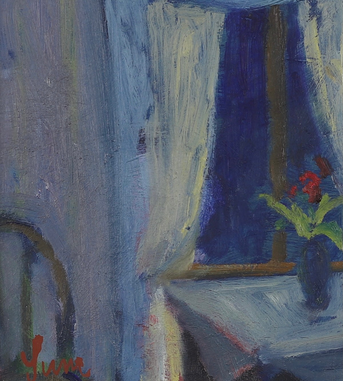 Vintage Art Room Mid Century Interior Oil Painting Sweden