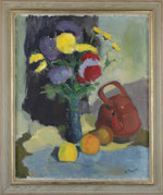 Mid Century Original Still Life Oil Painting by K Persson From Sweden