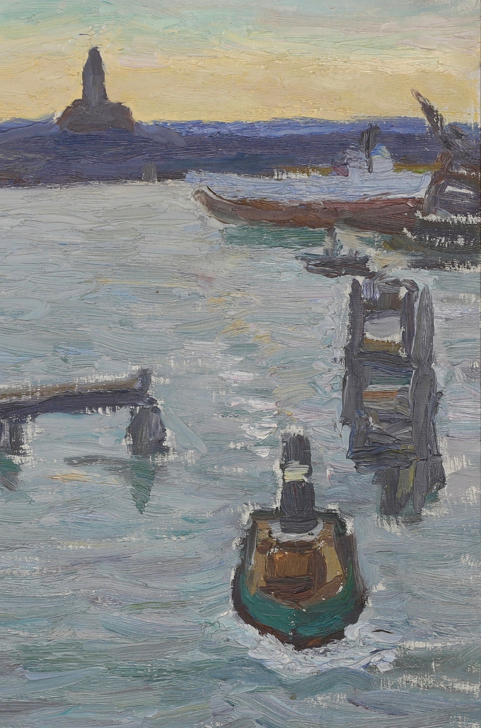 Vintage Mid Century Coastal Oil Painting By A Ivar Sweden