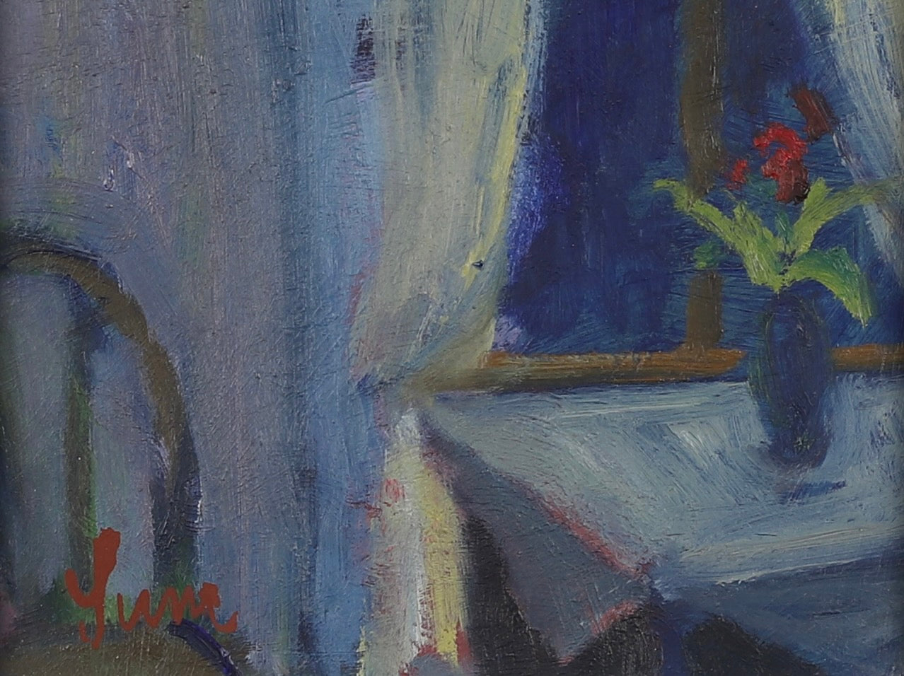 Vintage Art Room Mid Century Interior Oil Painting Sweden